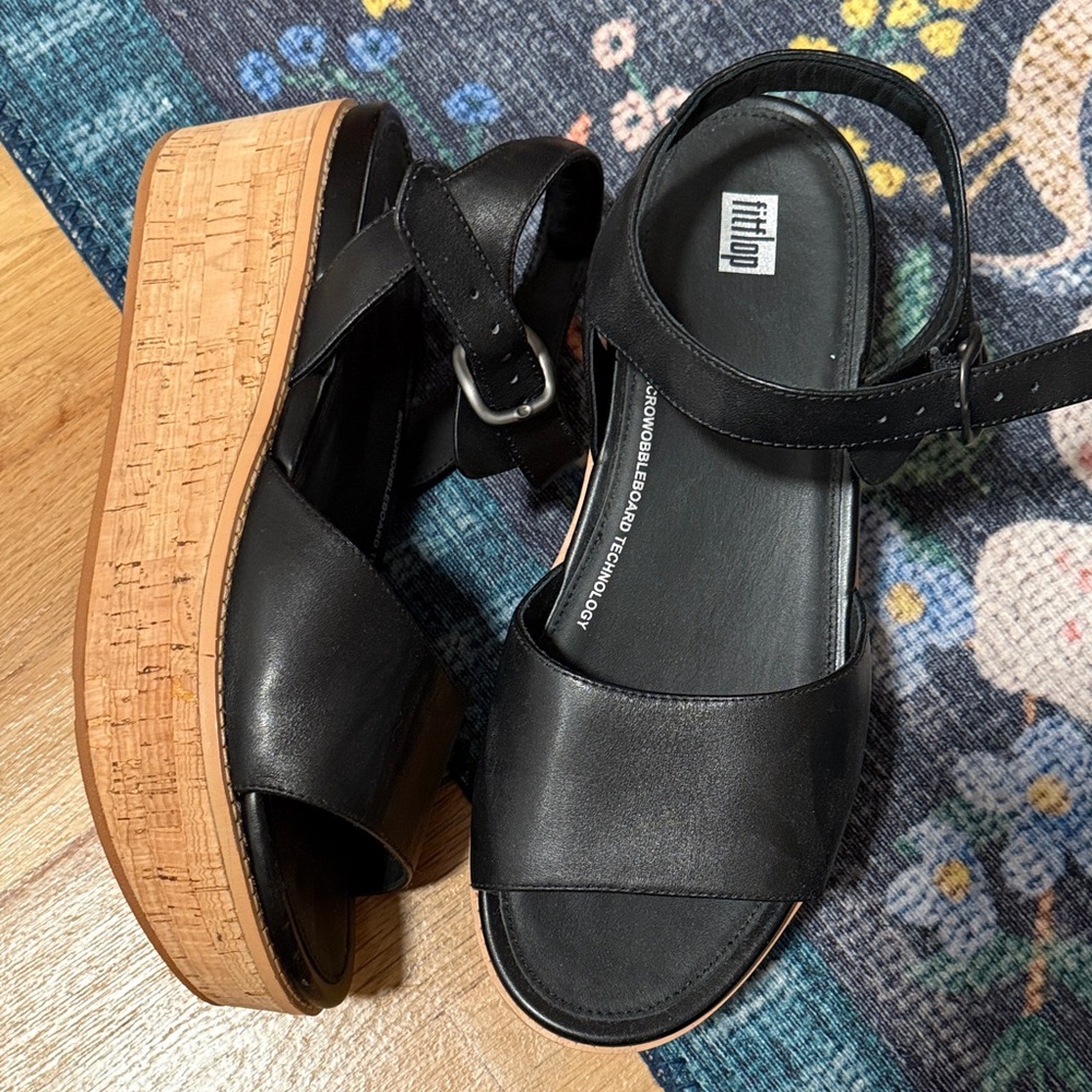 FitFlop Black and Tan Platform Sandals